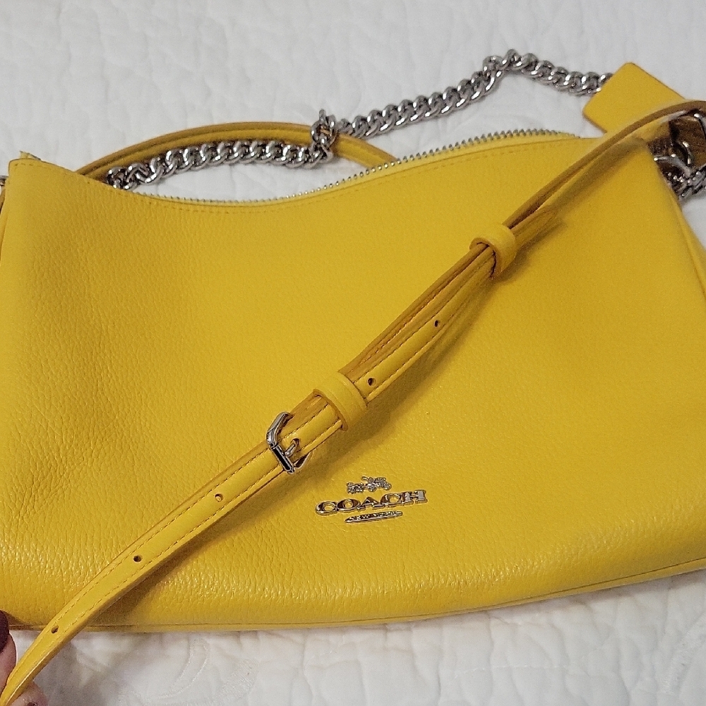Coach Yellow Leather Shoulder Bag - Picture 6 of 6